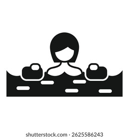 Black and white icon showcasing a woman with headset, symbolizing customer support