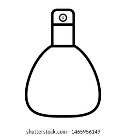 Black and white icon is a simple linear fashionable glamorous cosmetics, glass bottle with perfume, adicolon, toilet water with a pleasant smell and beauty guidance. Vector illustration