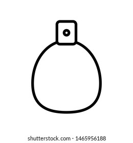 Black and white icon is a simple linear fashionable glamorous cosmetics, glass bottle with perfume, adicolon, toilet water with a pleasant smell and beauty guidance. Vector illustration