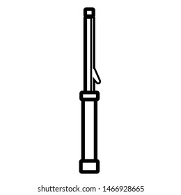 Black and white icon simple linear fashionable glamorous electric curling iron for hair styling and hair styling, beauty guidance. Vector illustration