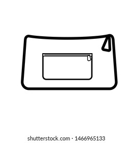 Black and white icon simple linear fashionable glamorous women's beautiful handbags, cosmetic bags, clutch bags for storing things and cosmetics. Vector illustration