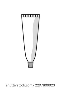 El ícono blanco y negro es un simple tubo cosmético glamoroso lineal con crema de mano para las piernas de la cara y el cuerpo, para la hidratación, el cuidado de la piel y la guía de belleza. Ilustración del vector