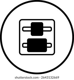 Black and White Icon of Sliders Controls Interface in a Circular Frame Graphic