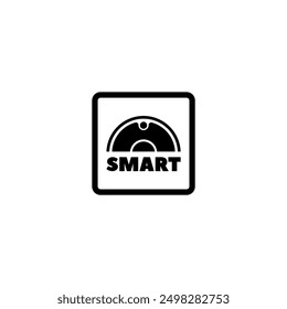 Un icono en blanco y negro de una aspiradora inteligente