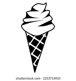 Black and white icon of soft serve ice cream