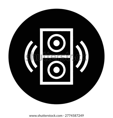 A black and white icon of a speaker with sound waves emanating from it, symbolizing audio output.