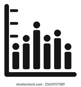 Black and white icon of a statistical chart representing unemployed people applying for an open job position