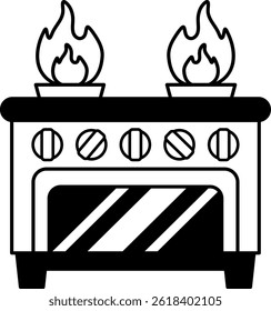 black and white icon of a stove 