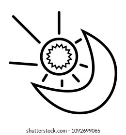 Black and white icon of the sun and the planet