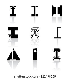 Black and White Icon Symbol Set Letter I