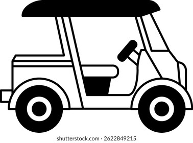 black and white icon of Thai tuk tuk
