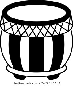 black and white icon of traditional japanese taiko drums