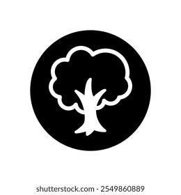 A black and white icon of a tree