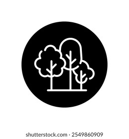 A black and white icon of a tree
