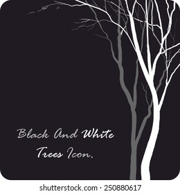 Black and white icon with trees. Great as minimalism art background or template.