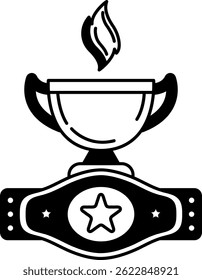 black and white icon of trophy and boxing belt awards