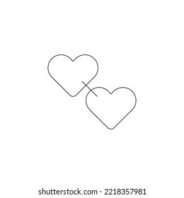 Black and white icon, two hearts