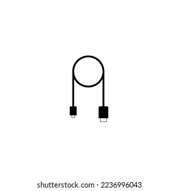 Icono blanco y negro, cable USB