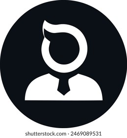 Icono en blanco y negro de un perfil de usuario con un nombre estilizado que simboliza la identidad en línea o en las redes sociales