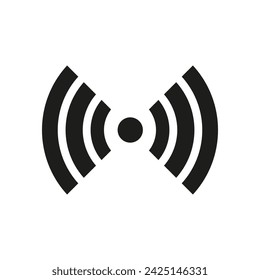 Un icono en blanco y negro de una señal inalámbrica sobre un fondo blanco