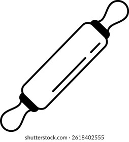 black and white icon of a wooden rolling pin
