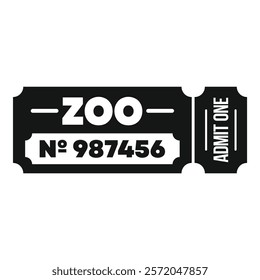 Black and white icon of a zoo ticket granting admission for one visitor