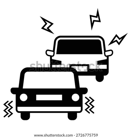 Black and white icons of aggressive driving | Tailgating cars and frightened cars