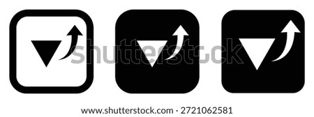 Black and white icons with arrows and triangles,Collection of Black and White Scroll Icons Arrows in Square, Circle and Triangle Shapes Vector Design Illustration