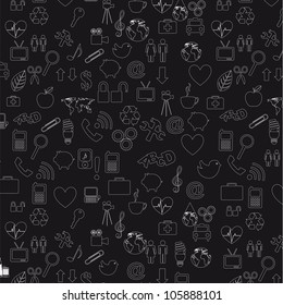 black and white icons background. vector illustration