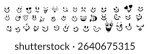 Black and white icons of expressive faces in different styles. Diverse emotions depicted including joy, love, surprise, and laughter. Ideal for communication tools.