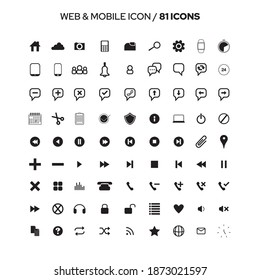 black and white icons set