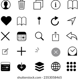 black and white icons set