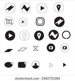 black and white icons set with background for web use