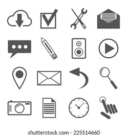 black and white icons set for web and mobile applications. isolated on white background. vector illustration