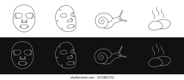 black and white icons of spa salon