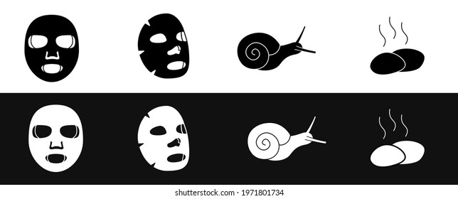 black and white icons of spa salon (painted inside)