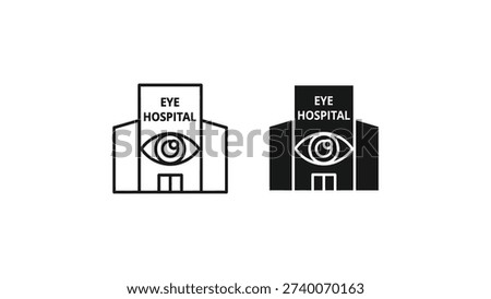 Black and white icons of two eye hospitals with unique branding designs