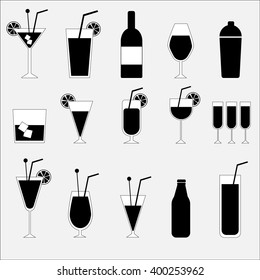 cocktail clipart black and white