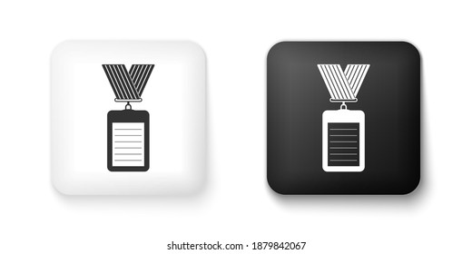 Icono de identificación en blanco y negro aislado en fondo blanco. Tarjeta de identificación. Se puede usar para presentación, identidad de la empresa. Botón cuadrado. Vector.