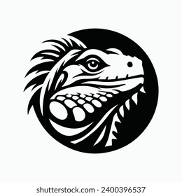 black and white iguana head logo or mascot