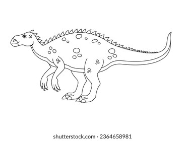 Black and White Iguanodon Dinosaur Cartoon Character Vector. Coloring Page of a Iguanodon Dinosaur