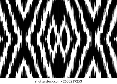 Black white ikat bold chevron form , Textile print endless ornament vector illustration colorful trendy pattern drawing blurred fashion ogee ethnicity beautiful ornamental stripe seamless