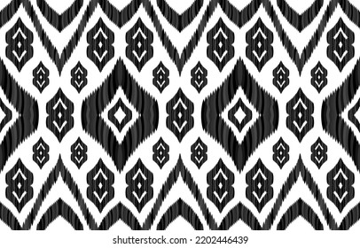 Schwarz-Weiß-Katzen-Muster. Geometrischer Stamm Vintage Retro-Stil. Ethnische Gewebe haben ein nahtloses Muster. Indian navajo aztec ikat gedruckte Vektorgrafik. Design für Textur im Hintergrund.