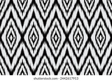 black and white Ikat seamless pattern