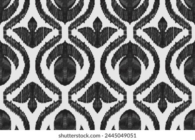 Ikat blanco y negro diseño de patrón sin fisuras