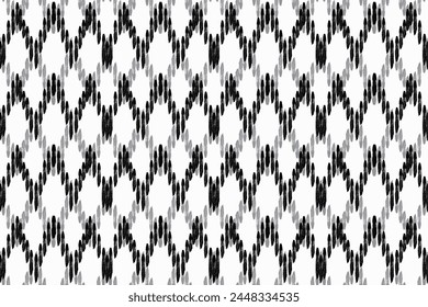 black and white Ikat seamless pattern