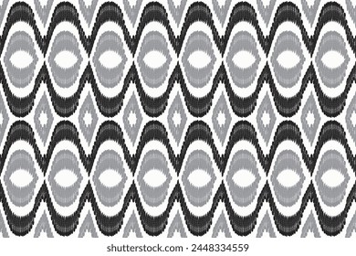 black and white Ikat seamless pattern