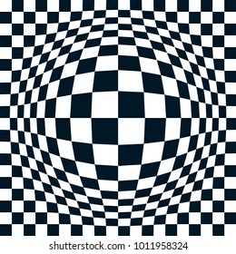 Black and white illusion. Optical distortion of surface. Vector illustration