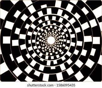 black and white illusive circle op art 