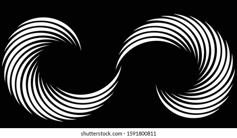 black and white illusive circle op art.